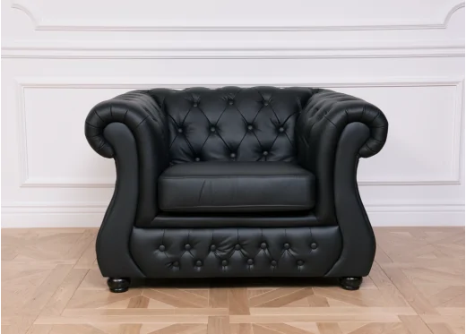 fotel czarny pikowany