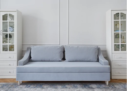 sofa z funkcją spania błękitna