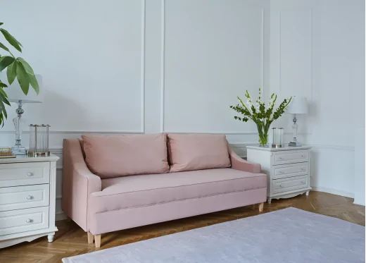 sofa pudrowy roz
