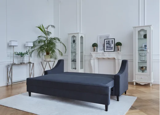 sofa z funkcją spania czarna